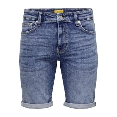 Image of ONLY &amp; SONS Men&#039;s Onsply Dbd 8773 Shorts Tai DNM Noos, Dark Denim Blue, M