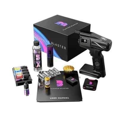 Image of Flavour Blaster Cocktail Bubble &amp; Smoke Gun Kit Smoking Machine. Edible Aroma &amp;Bubbles for Elevating Drinks Food with Rich Clouds Gift Sets Black