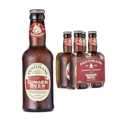 Image of Fentimans Ginger Beer Botanically Brewed Soft Drink Exquisitely Crafted and Refreshing Drinks Gluten Free Vegan Friendly 4 x 200 ml Bottles