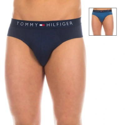 Image of Tommy Hilfiger Mens Pack 2 Slips breathable fabric and anatomical front 1U87905064 man Blue Size Small