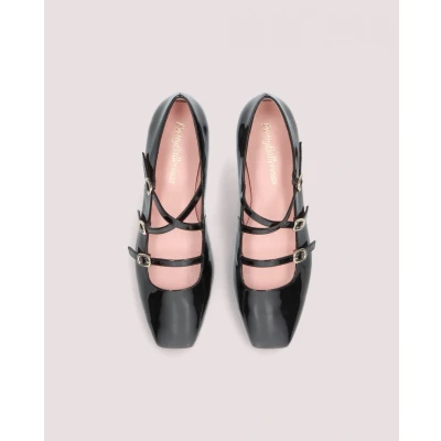 Image of Pretty Ballerinas Camille Ankle strap ballet pumps, Women&#039;s, Size: 7, Black Leather