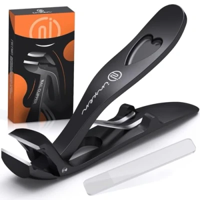 Image of Angled Head Nail Clippers for Thick Nails, Ergonomic Toe Nails with Catcher Easier Trimming, Premium Steel Men Seniors, Wide Jaw Opening Cutter Trimmer
