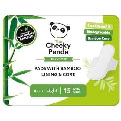 Image of The Cheeky Panda Organic Sanitary Towels for Women Light Flow 15 Pads Per Pack with Bamboo and Core