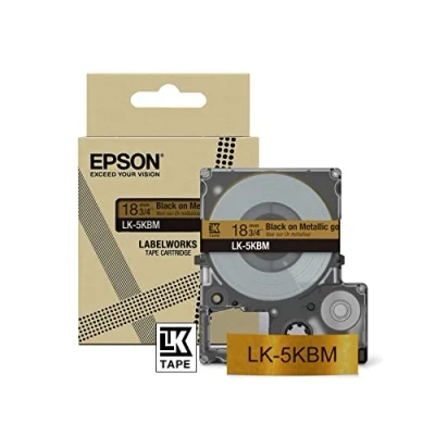 Image of Epson LabelWorks[Metallic Gold/Black 18mm LK 5KBM]tape compatible with LW C410 and C623