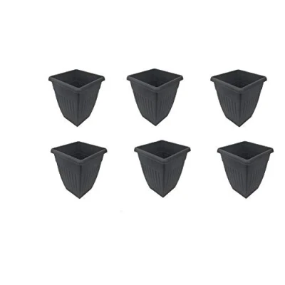 Image of Durable tool 42cm Tall Plastic Black Square Athens Garden Planter Plant Pot 1,2,4 or 6 pack