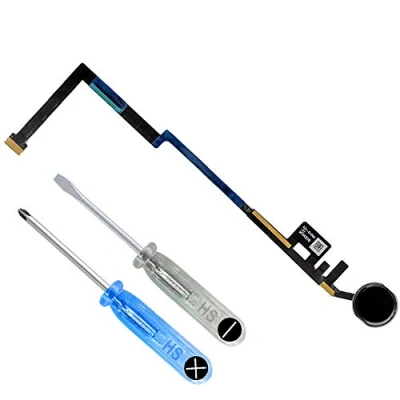 Image of MMOBIEL Home Button Compatible with iPad 6 / 5 Flex Cable Connector Replacement Incl. Screwdrivers Black
