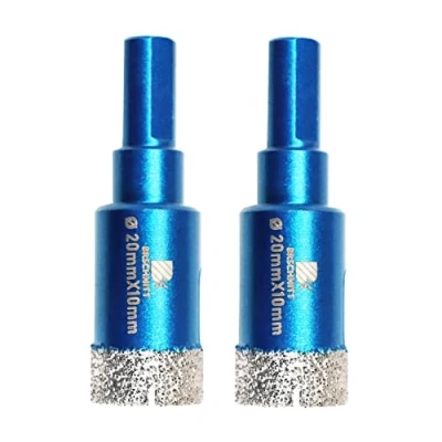 Image of Dry Diamond Core Drill Bit Set,BRSCHNITT 2pcs/pack 20mm Hole Saw with Triangle Shank for Porcelain Tile Ceramic Stone Granite Marble
