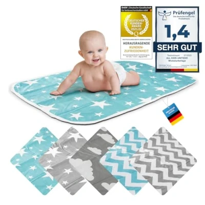 Image of Changing mat Baby Blanket pad for Babies and Toddlers; Breathable, Washable, Reusable; 50 x 70 cm (Star Blue)
