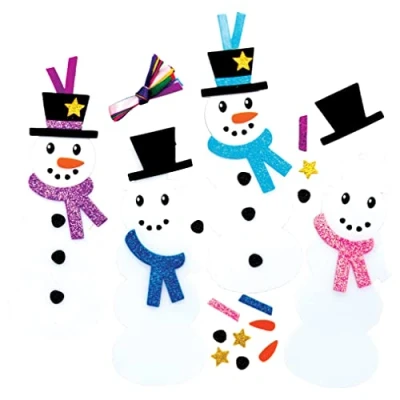 Image of Baker Ross FE951 Snowman Mix &amp; Match Bookmark Kits Pack of 8, Make your Own Book Mark Craft for Kids, Christmas Arts and Crafts Marks Children