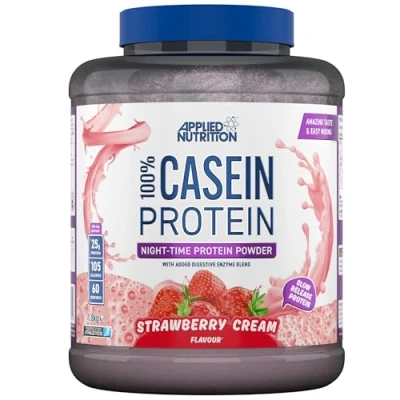 Image of Applied Nutrition Casein Protein Powder Micellar Supplement, Slow Release (1.8kg 60 Servings) (Strawberry Cream)