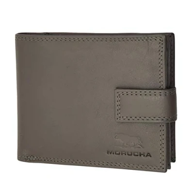 Image of MORUCHA Mens RFID Blocking Wallets Real Leather Passcase Wallet with A Large Zip Around Coin Pocket M70 (Grey)