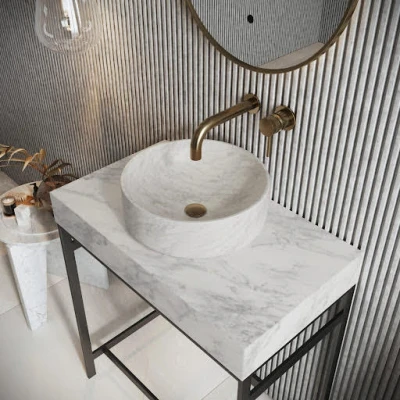 Image of Scudo Carrara Countertop Cloakroom Basin 350 x 350mm Marble