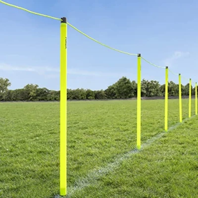 Image of FORZA Football Crowd Barrier Portable Spectator Control System [60m or 120m] Fluorescent Rope, Poles, Ground Anchors, and Carry Bag (60m Barrier)