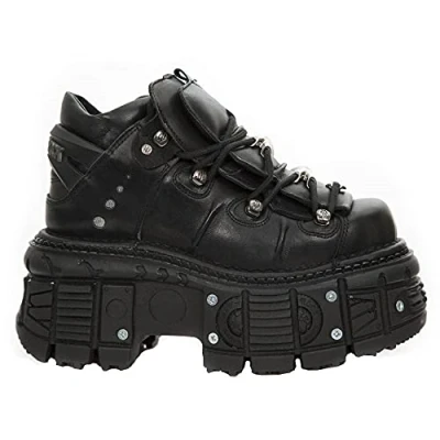 Image of New Rock M TANK106 C2 Unisex black 100% Leather Goth Platform Space Shoes 36