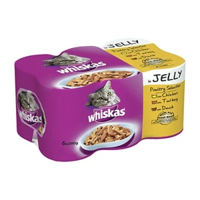 Image of Whiskas Poultry in Jelly Selection 6 x 390 g (Pack of 4)