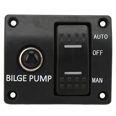 Image of Keenso Yacht Bilge Pump Switch Panel, Boat 3 Way 12V/24V Rocker Panel Built In 15A Circuit Breaker Universal for Boat/Yacht Spare Parts