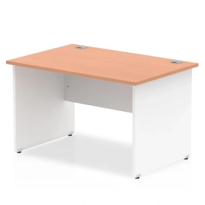 Image of Impulse Panel End 1200 Rectangle Desk Beech Top White TT000003