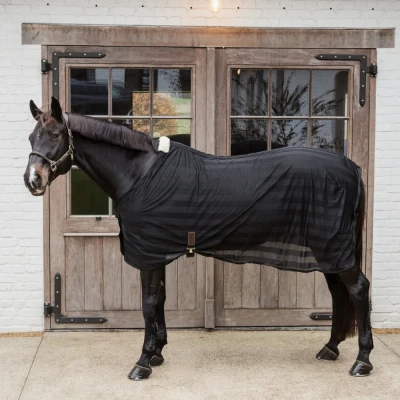 Image of Kentucky Horsewear Light Striped Mesh Fly Sheet Black 165cm 7&#039;3&quot; Rugs Horse &amp; Equestrian Rug