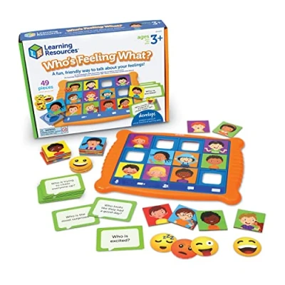 Image of Learning Resources Who&#039;s Feeling What? Social Emotional Games, Communication Games for Kids, Emotion Toys, Toys 49 Pieces, Age 3+