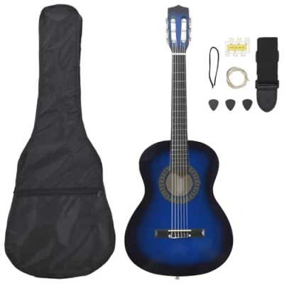 Image of Classical Guitar Set for Children and Beginners 8 Pieces 3/4 36 Inches Blue