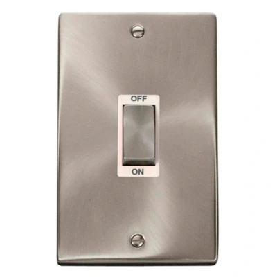 Image of Click Deco 2 Gang Double Pole Switch White Satin Chrome 45 A VPSC502W