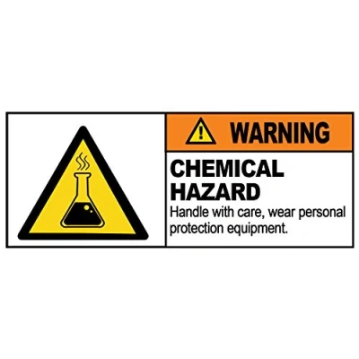 Image of 2 x Warning CHEMICAL HAZARD Sign Removable Self Adhesive Waterproof Durable Vinyl Label Sticker 225mm 106mm