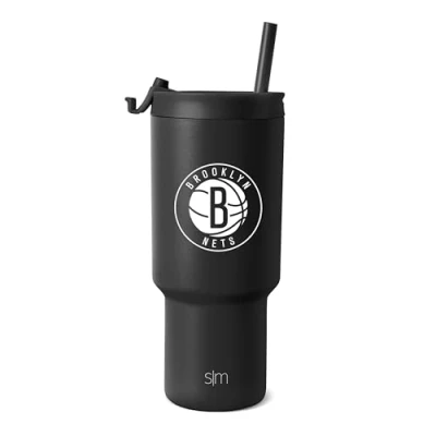 Image of Simple Modern Officially Licensed NBA Brooklyn Nets 30 oz Tumbler with Flip Lid and Straws Insulated Cup Stainless Steel Gifts for Men Women Trek Collection