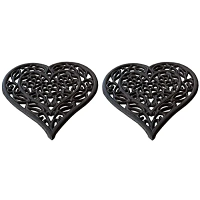Image of Cast Iron Heart Shaped Trivet (Pack of 2)