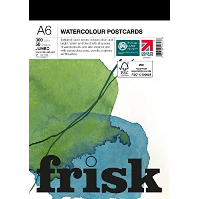 Image of Frisk Jumbo Watercolour Postcards 300gsm Cold Pressed/Not 50sheets A6, White (23193007)
