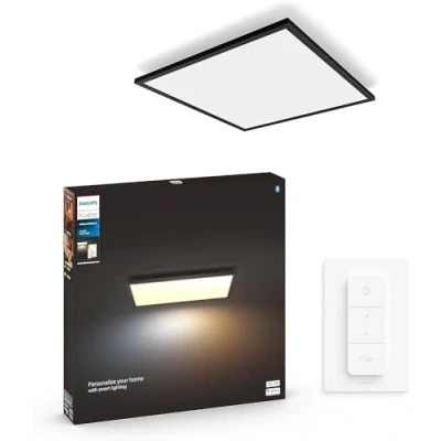 Image of Philips Hue White Ambiance Aurelle Smart LED Panel Light Inc. Dimmer Switch [60x60cm Black] for Indoor Home Lighting, Wall, Ceiling, Bedroom, Livingroom