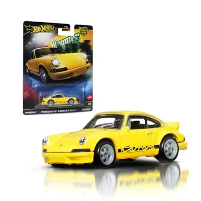 Image of Hot Wheels Premium Car Culture Collectible Toy Car, 1:64 Scale Die Cast Porsche 911 Carrera RS 2.7, Hammer Drop Vehicle with Real Riders Tires, HRW07