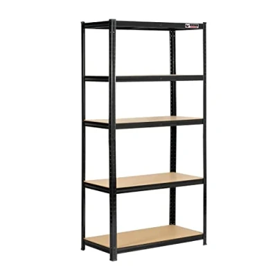 Image of Rhino Racking 5 Bays Tier Heavy Duty Industrial Storage Shelves Black 180x90x45cm
