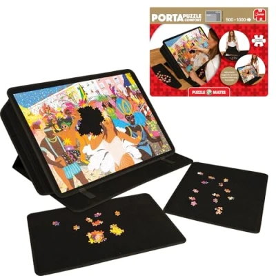 Image of Puzzle Mates Portapuzzle Comfort Non Slip Felt, Portable Jigsaw Board with Adjustable Angle for 500 to 1000 Pieces Lightweight, Easy Store Mat, Sorter &amp; Organiser 49x68cm Jumbo