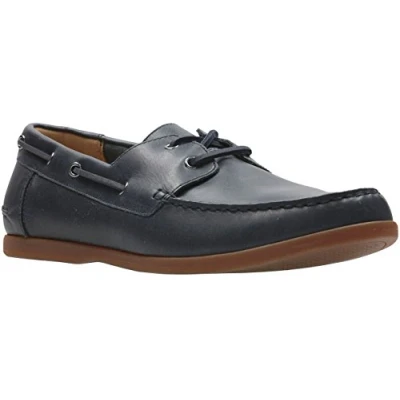 Image of Clarks Mens Morven Sail Shoe, 9 UK, Navy Leather