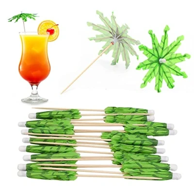 Image of Cocktail Drink Umbrella,50PCS Paper Umbrella Sticks Umbrellas Picks Toothpicks Handmade Parasol Cupcake for Party Decoration(Coconut Palm Tree)