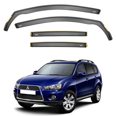 Image of iSpeed Wind Deflectors Compatible with Mitsubishi Outlander mk2 5 Door 2006 2012 4pc Tinted In Channel Visors Type