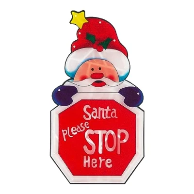 Image of Christmas Workshop Battery Operated Santa Stop Silhouette Window Light With Timer