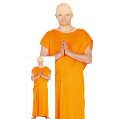 Image of Fiestas Guirca Men&#039;s Tibetan Monk Buddhist Asian for Carnival Medium Large Orange