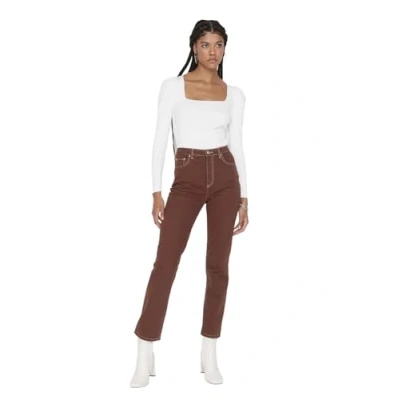 Image of Trendyol Women High Waist Flare Leg Bootcut &amp; Flared Jeans Brown