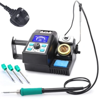 Image of YIHUA 982 Precision Soldering Iron Station Kit with Digital LCD Display, Tips C245 Cartridge Compatible, Solder Wire Dispenser, 4 Memory Channels, Rapid Heating for Micro Soldering(UK Plug)