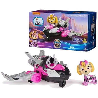 Image of Paw Patrol: The Mighty Movie, Airplane Toy with Skye Pups Action Figure, Lights and Sounds, Kids Toys for Boys &amp; Girls 3+