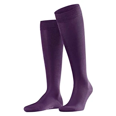 Image of FALKE Men&#039;s Tiago M Kh Fil D&#039;Écosse Cotton Long Plain 1 Pair Knee High Socks, Blue Wine Berry 8860, 10 11