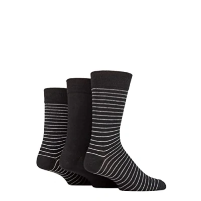 Image of Mens 3 Pair SOCKSHOP TORE 100% Recycled Fine Stripe Cotton Socks Black 7 11