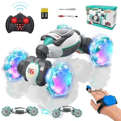 Image of Bubbacare Gesture Sensing RC Stunt Car Toys for 6 12, 2.4GHz 4WD Remote Control Twist Cars with Light Music, 360 Rotation Drift Cars, Off road Kids Aged 7 8 9 10 11 12