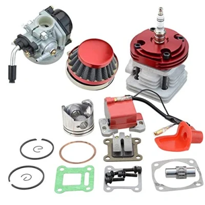 Image of Carkio Carburetor Air Filter Ignition Coil Set 44mm Cylinder Big Bore 53cc 54cc Spark Plug Top Kit of Piston Compatible with 47cc 49cc 2 Stroke Engine Pocket Bike Mini Cacing