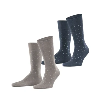 Image of ESPRIT Men&#039;s Fine Dot 2 Pack M SO Cotton Patterned Pairs Socks, Multicolor (Blue Grey 0140), 5.5 8