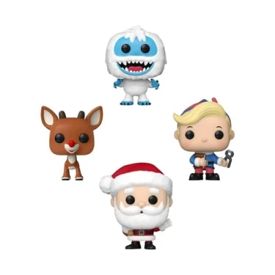 Image of Funko Pocket Pop! Rudolph Tree Holiday Box 4 Pieces the Red Nosed Reindeer Keychain Novelty Keyring Collectable Mini Figure Stocking Filler Gift Idea Official Merchandise