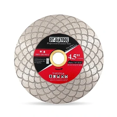Image of DT DIATOOL Diamond Tile Blade 115mm Double sided Cutting Disc for Porcelain Ceramic Marble Edge Grinding with Fan shaped Cutter Head