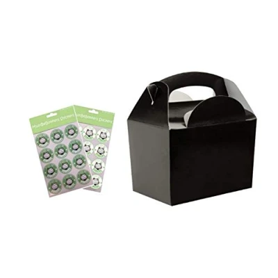 Image of MustBeBonkers Plain Coloured Meal Box for Children/Kids Perfect Picnics, BBQs, and Birthday Parties Fully Compostable, Biodegradable Eco Friendly With Seal Stickers (Black, 10 Packs)