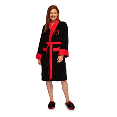 Image of FRIENDS Ladies Bathrobe Fleece Dressing Gown You are My Lobster, Black, One Size